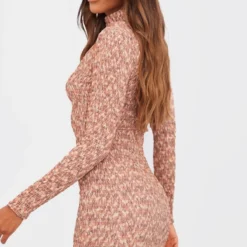 Robe Moulante Marron Chiné à Fronces Et Col Haut -Jolie Vêtue Soldes Magasin 11bd9bffb8bd5c77aa3292e5890cce004fdc3316 cnb1075 2