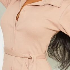 Robe Longue Côtelée Taupe à Col Et Boutons Détail Taille Nouée -Jolie Vêtue Soldes Magasin 12010662c891ace71c1dae3816c896ae1398c03e cmw9281 5