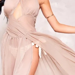 Robe De Plage Longue En Mousseline De Soie Café Au Lait -Jolie Vêtue Soldes Magasin 1286e9cc6d07e9fb0002d36d0a5df56a9866d205 cne1676 4