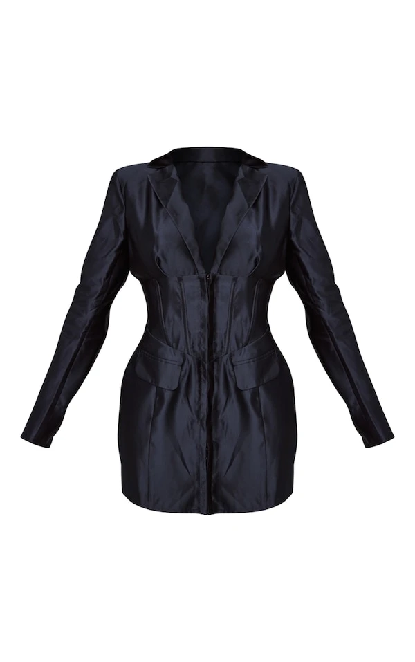 Shape Robe Blazer Satinée Noire Détail Corset 7 Shape Robe Blazer Satinée Noire Détail Corset – Image 5