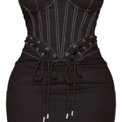 Shape Robe Moulante Noire Style Corset à Détail Lacets Cordes -Jolie Vêtue Soldes Magasin 12f7f0148cae05a8e95b0a0097f5383aec7efccb cmw3043 6