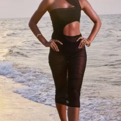 Robe De Plage Longue En Mesh Noir Découpé -Jolie Vêtue Soldes Magasin 1333c7bdaa00b25d2df62c40940ea5c53bc8a316 cmw6401 4