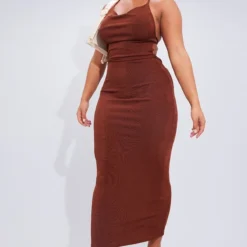 Shape Robe Moulante Longue Chocolat En Acétate à Col Bénitier Et Bretelles Nouées Dans Le Dos -Jolie Vêtue Soldes Magasin 133c7d75cc69965277d9339cfb97503d52493edb cnb1233 3