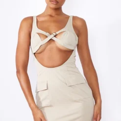 Robe Cargo Moulante En Maille Tissée Gris Pierre à Boucles -Jolie Vêtue Soldes Magasin 13432bf94d475e1ecbccf9641fdd85805b835289 cne2690 1