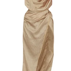 Robe Longue Satinée Dorée à Col Bénitier -Jolie Vêtue Soldes Magasin 1359e8a696069f655263a8e923f48e1eaaf6a34d cne1844 5