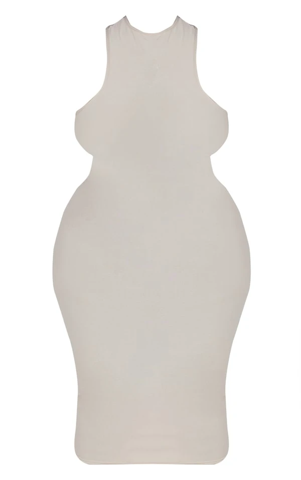 Plus Robe Moulante Douce Taupe à Dos Nageur 7 Plus Robe Moulante Douce Taupe à Dos Nageur – Image 5