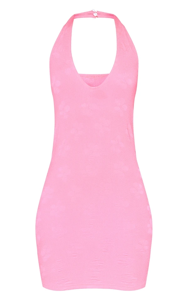 Robe Moulante Fleurie Crêpée Rose à Dos Nu 7 Robe Moulante Fleurie Crêpée Rose à Dos Nu – Image 5