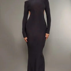 Robe Longue Moulante Noire à Col Montant Et Dos Ouvert -Jolie Vêtue Soldes Magasin 13debf65e845f74c696d85a3f5b4c07e564df512 cnb7474 2