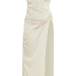 Plus Robe Mi-longue Satinée Champagne Drapée Sur Le Buste -Jolie Vêtue Soldes Magasin 143bf8b87d5974244102006913b683b125c3435c cnc9567 5