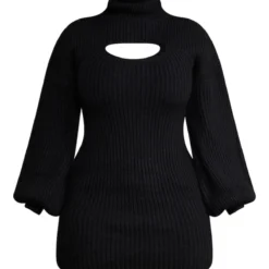 Shape Robe Pull Moulante Noire 2 En 1 à Manches Ballon Et Col Roulé -Jolie Vêtue Soldes Magasin 14c19ca5cbb94515e0be18f998533ef9f140eb2a cnc1629 5