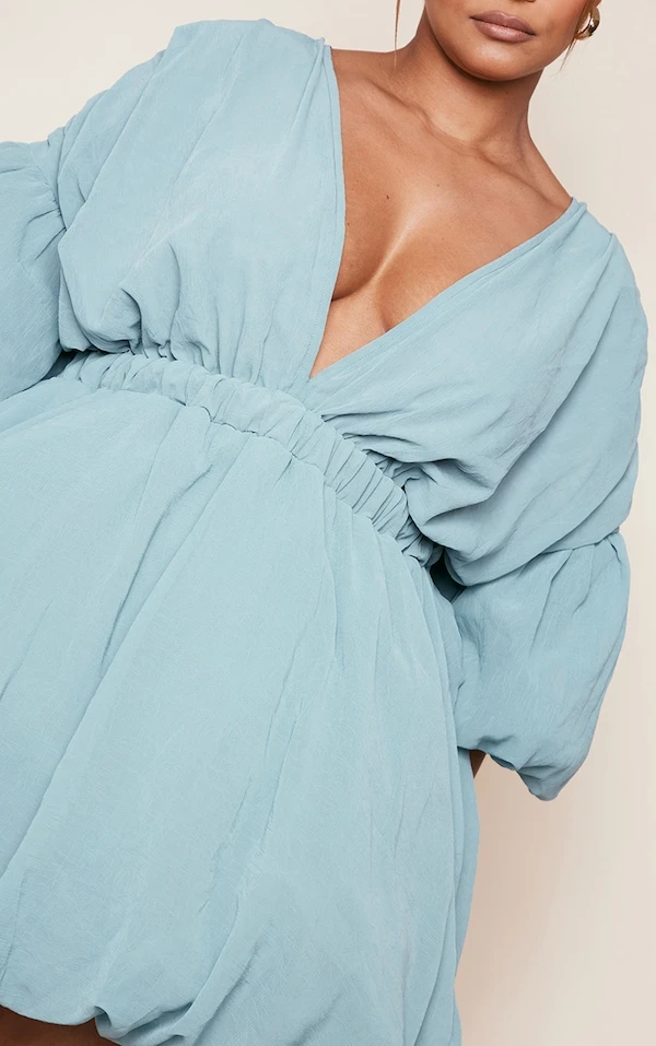 Plus Robe Droite Bleu Poudré Texturée Bouffante 6 Plus Robe Droite Bleu Poudré Texturée Bouffante – Image 4