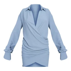 Robe Chemise Tissée Bleu Clair Texturée Très Décolletée à Manchettes évasées -Jolie Vêtue Soldes Magasin 15f4ac7a3b2c36dcd1e4cf3d628c7ecb35cb2bb6 cnd0598 5