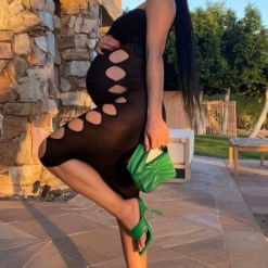 Maternité Robe De Grossesse Mi-longue En Maille Tricot Noire Transparente à Manche Unique -Jolie Vêtue Soldes Magasin 161221225440d53bde1e827298a5b8632f7b29db cmw5506 4