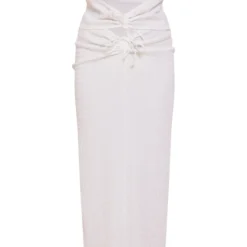 Robe Longue Bustier Texturée Froncée Blanche à Découpes -Jolie Vêtue Soldes Magasin 16302f133e1cc337afba3b344c066eb01c6f1f95 cne8566 5