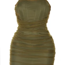 Shape Robe Moulante En Mesh Vert Olive à Détail Corset Et Fronces -Jolie Vêtue Soldes Magasin 164fa0874faa2bcc8a13906933a621d436b440bc cmv6445 6