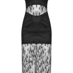 Robe Mi-longue En Dentelle Noire à Bretelles Et Détail Découpe -Jolie Vêtue Soldes Magasin 166092514998e029a5e3b827fcb399960a4517a2 cne2688 5