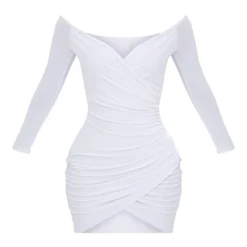 Shape - Robe Moulante Col Bardot Blanche Froncée -Jolie Vêtue Soldes Magasin 16b8492c8f4534f9493447506cd81b7a9fcef920 CLT7757 3