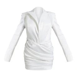 Robe Blazer Satinée Blanche Décolletée à Jupe Portefeuille -Jolie Vêtue Soldes Magasin 172d4337536e8a78228a6754872dda8b2e1f0e1b cnc7731 5