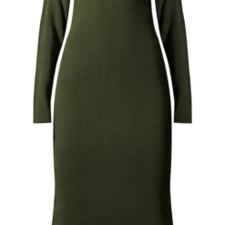 Robe Mi-longue Kaki En Maille Tricot à Col Bardot -Jolie Vêtue Soldes Magasin 17aab512da7516b8d4f23b74e0845c7af849010b cnb8452 5