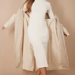 Robe Mi-longue Côtelée Crème à Col Haut Et Manches Longues -Jolie Vêtue Soldes Magasin 17af7e0fa901373beada8ec17c3d7038a1ede333 cnc8351 3