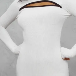 Robe Moulante Côtelée Crème à Découpe Et Manches Longues -Jolie Vêtue Soldes Magasin 17e208656a6728aeb7513fe3850c8e6a5a35b332 cnd1340 4