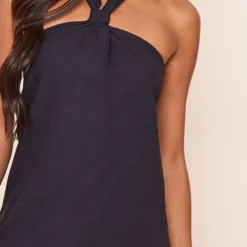 Robe Droite Noire Effet Lin à Détail Noeud Et Dos Nu -Jolie Vêtue Soldes Magasin 17fb9df176ee2a2b5651f7258b5a046556ddb1f4 cnd8908 4