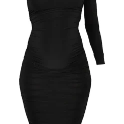 Maternité Robe De Grossesse Mi-longue Noire à Manche Unique -Jolie Vêtue Soldes Magasin 18108df93cc1907b5d7fec5e10a082e54d14a2f4 cmq2108 6
