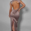 Robe Longue Satinée Taupe à Dos Découpé Et Derrière Froncé -Jolie Vêtue Soldes Magasin 181edd0c5b22962307c0c1fb1f35c94703fb87f4 cnc8420 1