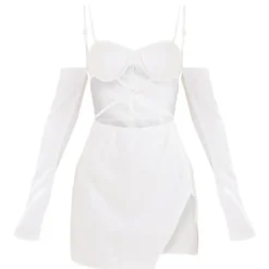 Robe Moulante Tissée Blanche à Taille Croisée Et Bonnets Armatures -Jolie Vêtue Soldes Magasin 184407b50a634d010e3eb09528a34c15e261f2f3 cnd2228 5