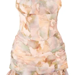 Plus Robe Moulante En Mousseline De Soie Vert Sauge Imprimée à Détail Corset -Jolie Vêtue Soldes Magasin 18876bb4a6c40db6ddb6715921c579ad27c07145 cne4064 5