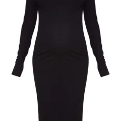 Maternité Robe De Grossesse Mi-longue Noire Crêpée Côtelée à Col Polo -Jolie Vêtue Soldes Magasin 189e8d3a35c9a79d031ea5ac00a186115568ff8f cnb6514 5