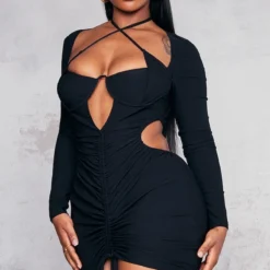 Shape Robe Moulante Tissée Noire à Buste Froncé Et Découpes -Jolie Vêtue Soldes Magasin 18e6b59541926f143f0e1f10b297b6cade5adb14 cnc1660 3