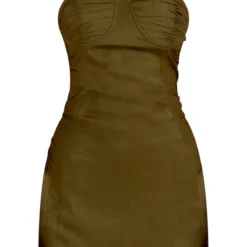 Robe Moulante Effet Lin Kaki Froncée à Détail Bonnets -Jolie Vêtue Soldes Magasin 19c8cda18a71448af2ada669f41570d583ac6e48 cnd7643 5