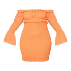 Plus Robe Moulante En Mousseline De Soie Orange Vif Effet Froncé -Jolie Vêtue Soldes Magasin 1a11ca1dde458d1b365db40ee712e2d3614c6be4 cms2543 6