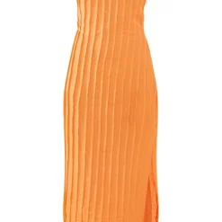 Robe Mi-longue Effet Lin Orange Plissée Fendue Sur Le Côté -Jolie Vêtue Soldes Magasin 1a3726aeb4b098dae465fe7942af40ab2d8aefec cnd5476 5