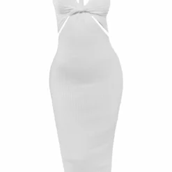 Robe Longue Sans Manches En Maille Tricot Blanche à Devant Torsadé -Jolie Vêtue Soldes Magasin 1a6f0611a073d7bb546f2f8b9794968b171ecdb5 cnc5957 5
