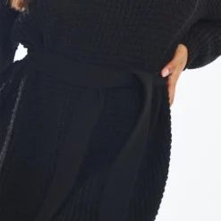 Robe Pull En Maille Tricot Gaufrée Noir Profond -Jolie Vêtue Soldes Magasin 1b26591a201632a10ec5570eeaab8358c5b3c12a cnc0456 4