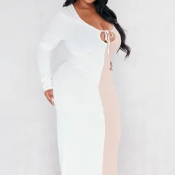 Plus Robe Longue Blanche à Deux Tons -Jolie Vêtue Soldes Magasin 1b4f02b2b3652bb2fec0aacd546678fd6e7e0b74 cnd7336 3