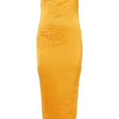 Robe Longue Satinée Mandarine Brodée Fleurie à Col Bénitier -Jolie Vêtue Soldes Magasin 1b56f6cdeed376b844d1256f7d4e9c8e4000fa80 cnd7527 5