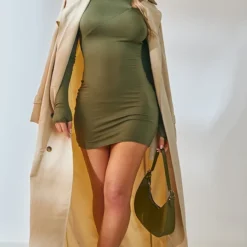 Robe Moulante Kaki à Découpes Et Manches Longues -Jolie Vêtue Soldes Magasin 1b623fa55d7bdfe6e92e97ca9bee8a9a2cd8cf01 cnd2184 3