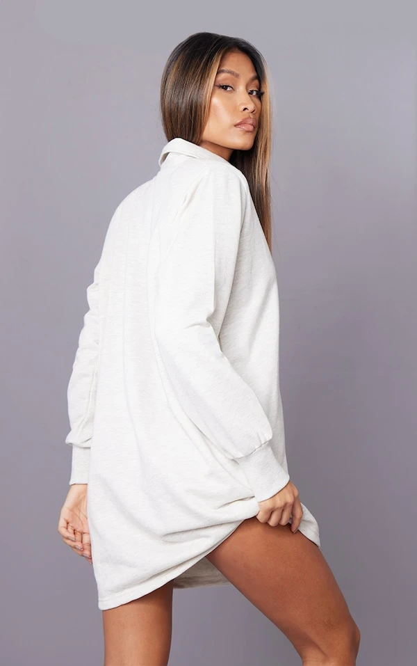 Robe Pull Droite Avoine à épaulettes Et Col Ouvert En Sweat 4 Robe Pull Droite Avoine à épaulettes Et Col Ouvert En Sweat – Image 2