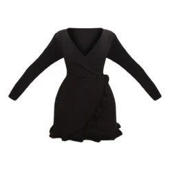 Plus Robe Portefeuille Volantée Noire Profond -Jolie Vêtue Soldes Magasin 1bc5bed4b8f7e891ec927a9581b6a35562857301 CLW1365 3