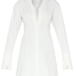 Robe Chemise Tissée Blanche à Dos Lacé -Jolie Vêtue Soldes Magasin 1bddf91572954ff1a0508d5efc1ac000fb51b28f cnb3581 5