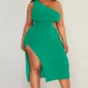 Plus Robe Asymétrique Mi-longue Vert Vif à Découpes -Jolie Vêtue Soldes Magasin 1c0dcf53572e82cf6a9e8d3fad9be4ec26526902 cnd5060 1