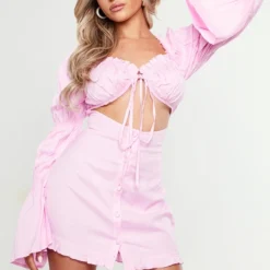 Petite Mini Robe Effet Lin Rose Bonbon Découpée Devant -Jolie Vêtue Soldes Magasin 1c798e45568feb8f7e111b61238eaef67ffbe1d5 cnd3123 1