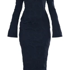 Robe Longue Texturée Noire à Manches évasées Et Dos Noué -Jolie Vêtue Soldes Magasin 1d1f4ed517dc82dcf8d68b232093d648b2dc2f6a cnc6648 5