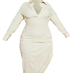 Plus Robe Chemise Mi-longue Gris Pierre Texturée à Côté Froncé -Jolie Vêtue Soldes Magasin 1d53b15656d7556d3fdc1ea63aac62296bf4f811 cmw4075 6