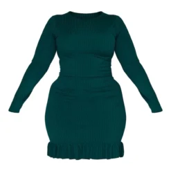 Plus Robe Moulante Vert émeraude à Ourlet Volanté -Jolie Vêtue Soldes Magasin 1d78fd20af2753c0bc48ccdc1586ef8f4cdea596 cnc5169 5
