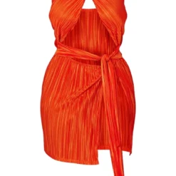 Shape Robe Moulante Plissée Orange à Devant Croisé Détail Noué -Jolie Vêtue Soldes Magasin 1dd7fc5ca06ebd233a7bf897bd8ee33706dd38c3 cmy8179 6