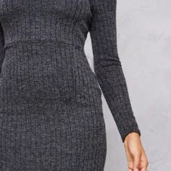 Robe Longue Côtelée Chinée Gris Anthracite à Découpes Et Manches Longues -Jolie Vêtue Soldes Magasin 1e3ce335bd82cf4642f98a902db2dcd26ad1f39f cnc2886 4